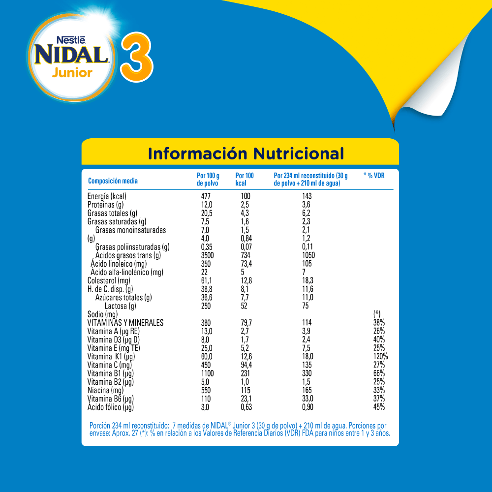 Fórmula Láctea NIDAL® 3  Junior 800g 
