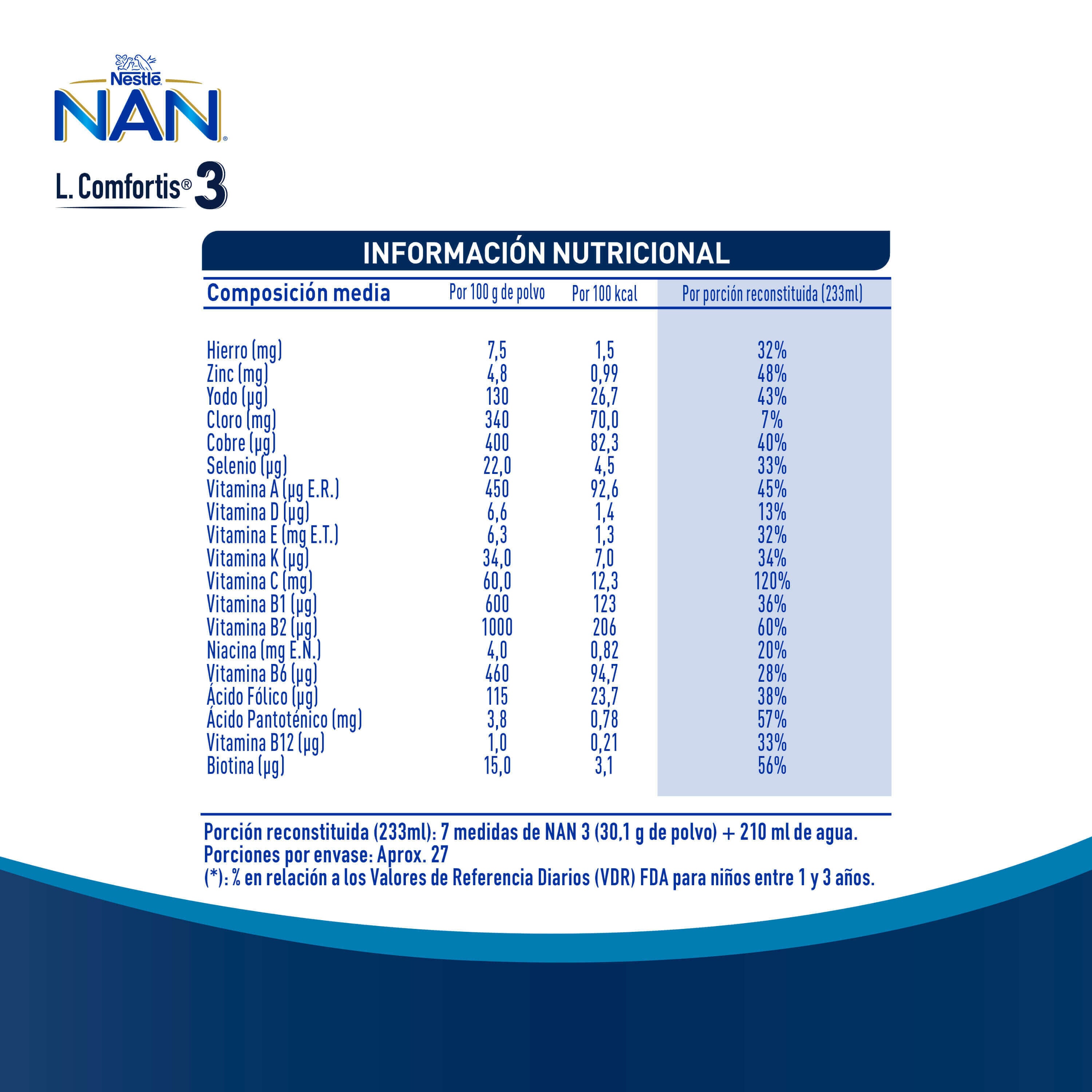 Fórmula láctea NAN® 3 L COMFORTIS® 800g