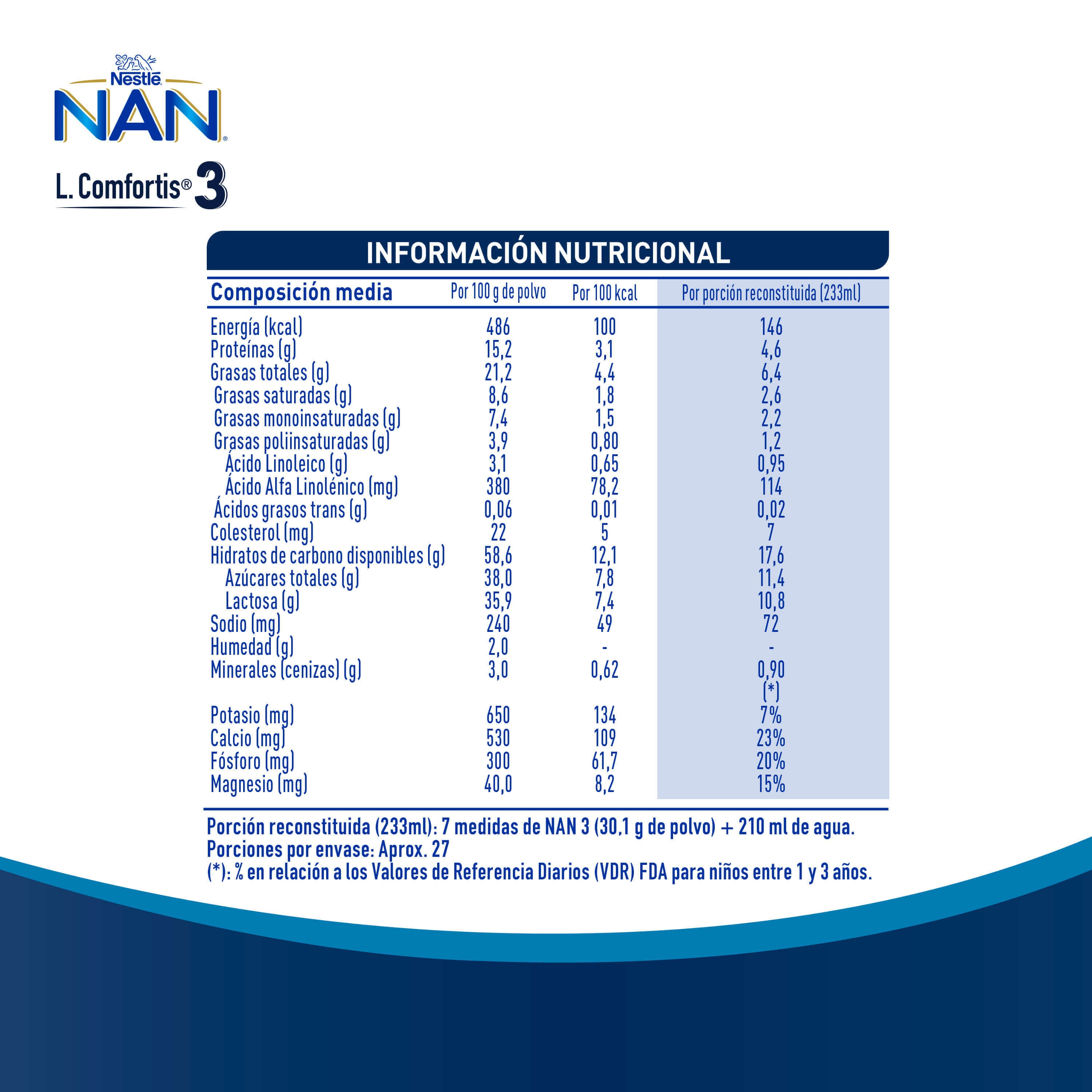 Fórmula láctea NAN® 3 L COMFORTIS® 800g