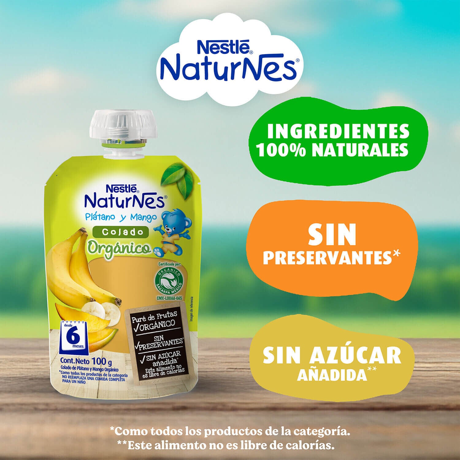 Colado Naturnes® Orgánico Plátano Mango 100g