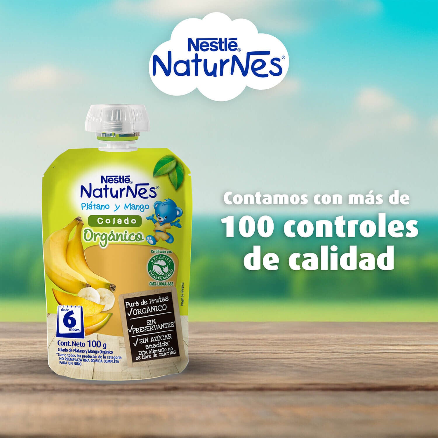Colado Naturnes® Orgánico Plátano Mango 100g