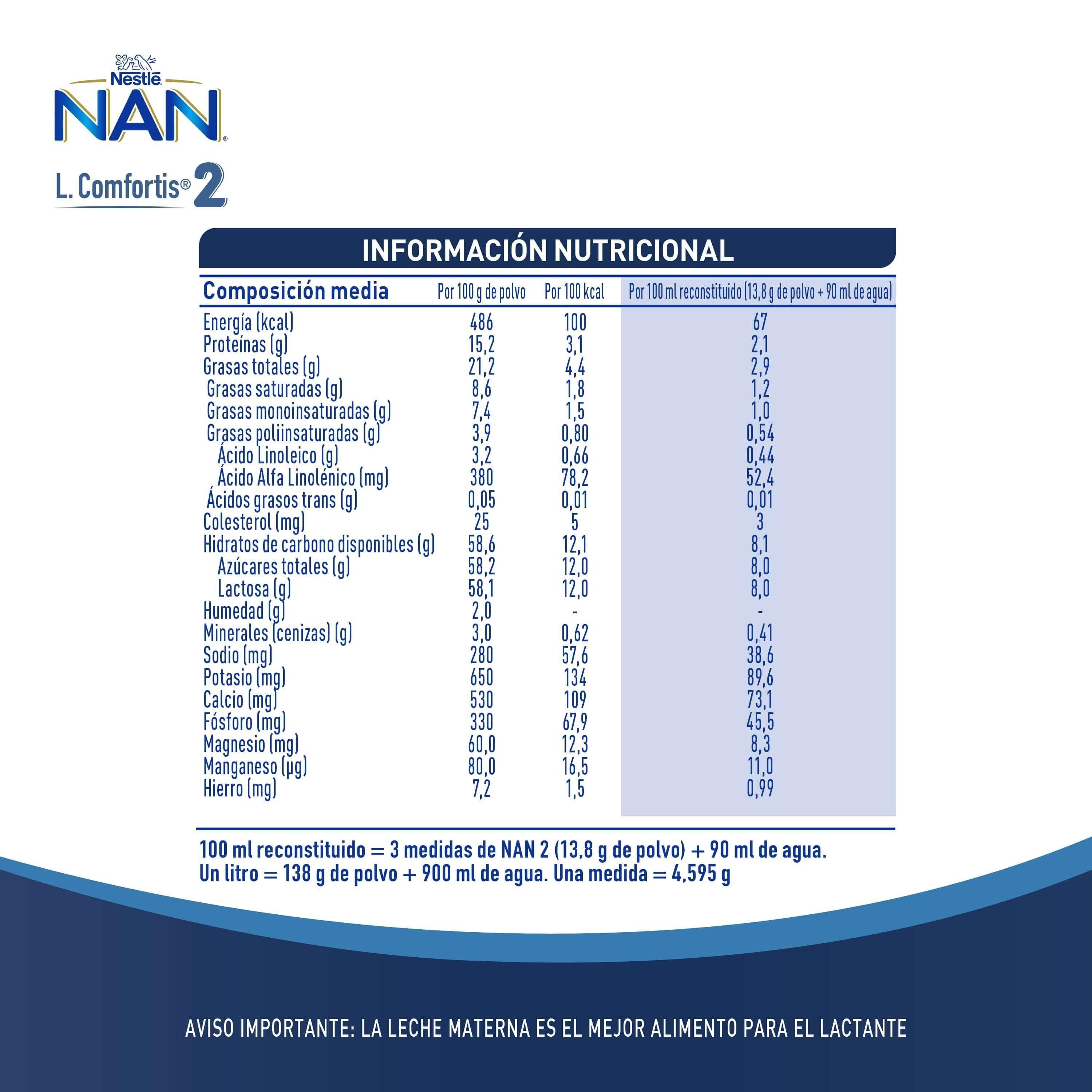 Fórmula Infantil NAN® 2 L Comfortis 800g