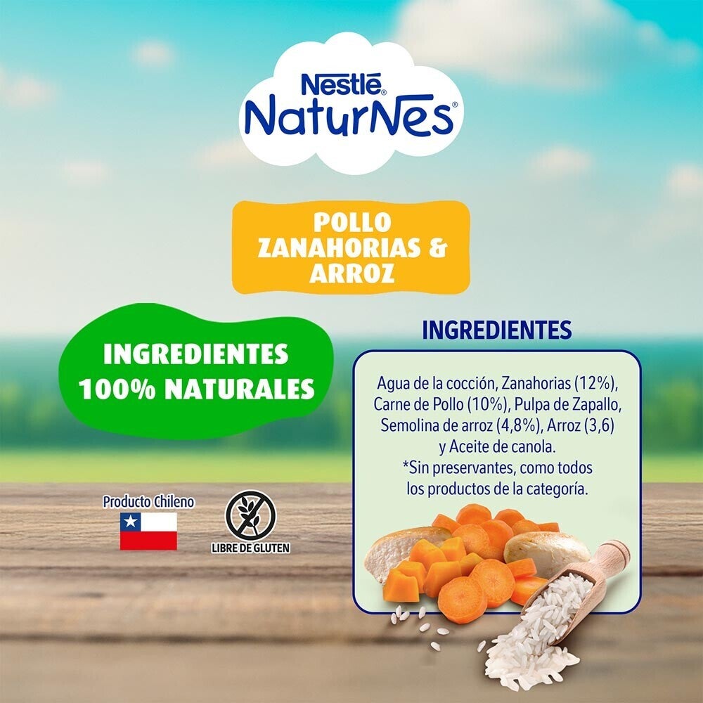 Picado Naturnes Pollo, Zanahoria y Arroz 215g