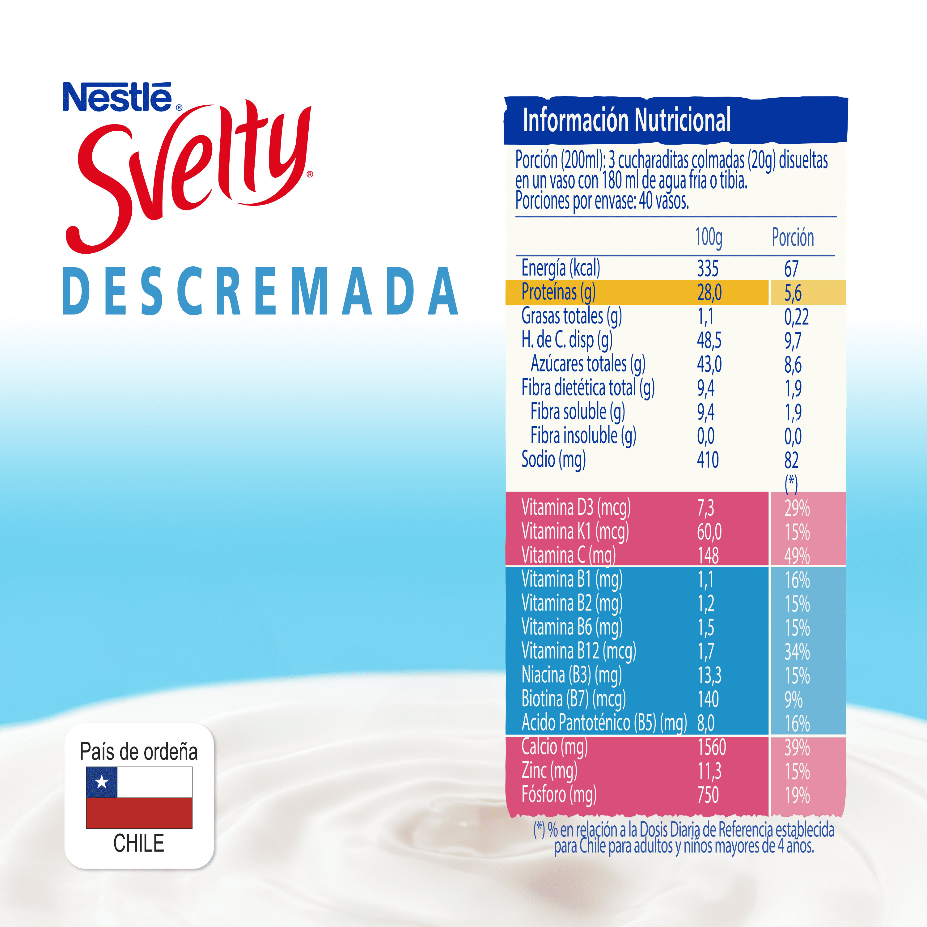Leche en Polvo SVELTY®  Descremada