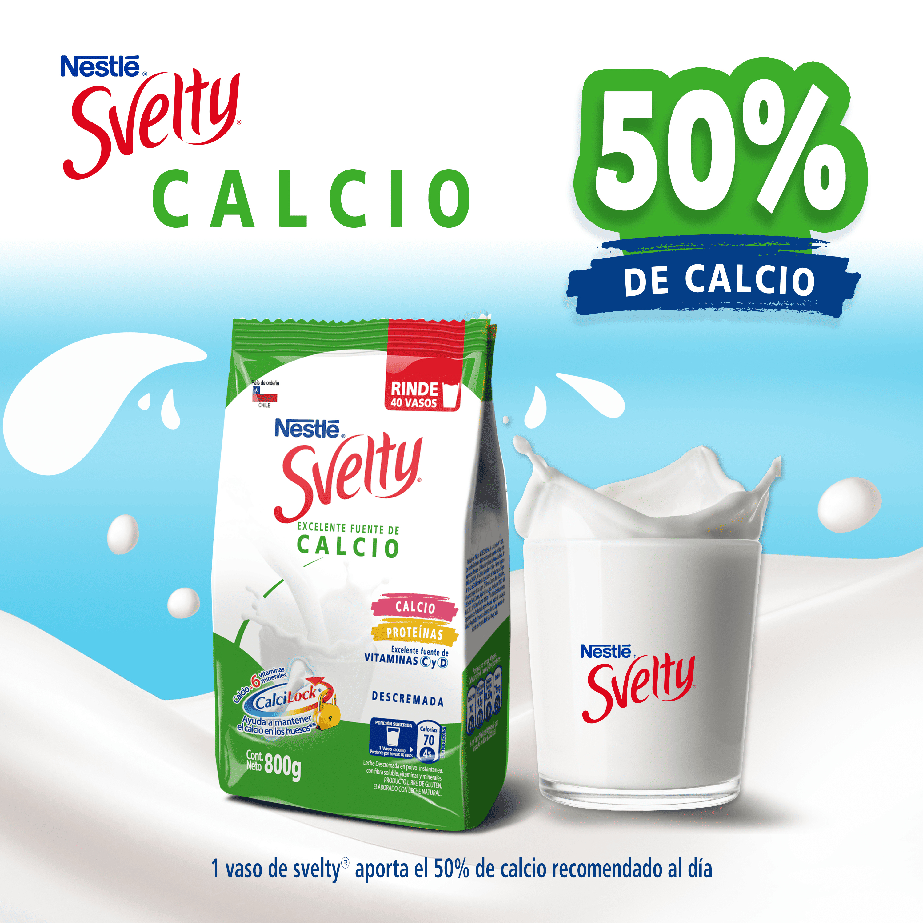 Leche en Polvo SVELTY® CalciLock Extra Calcio 800g 