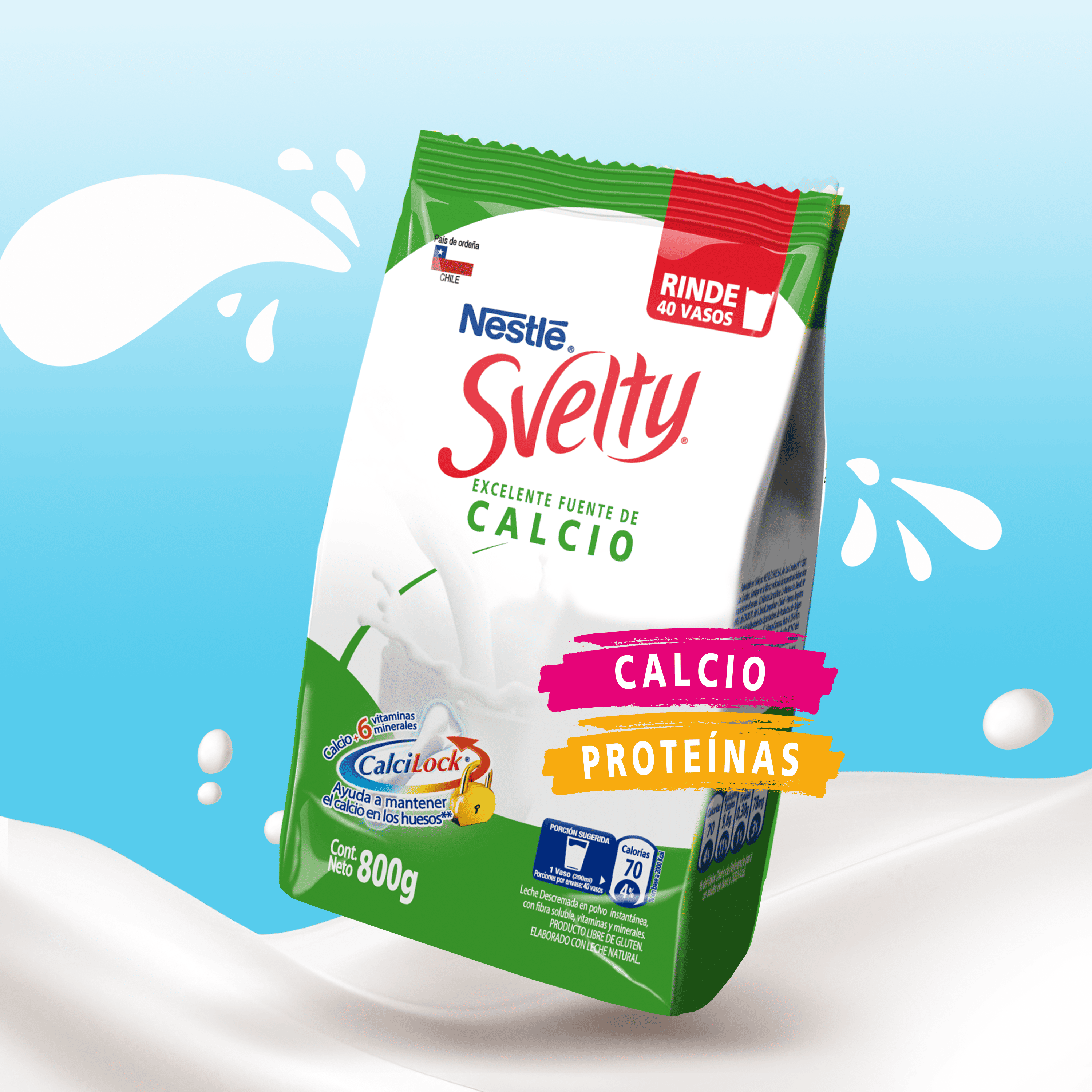 Leche en Polvo SVELTY® CalciLock Extra Calcio 800g 