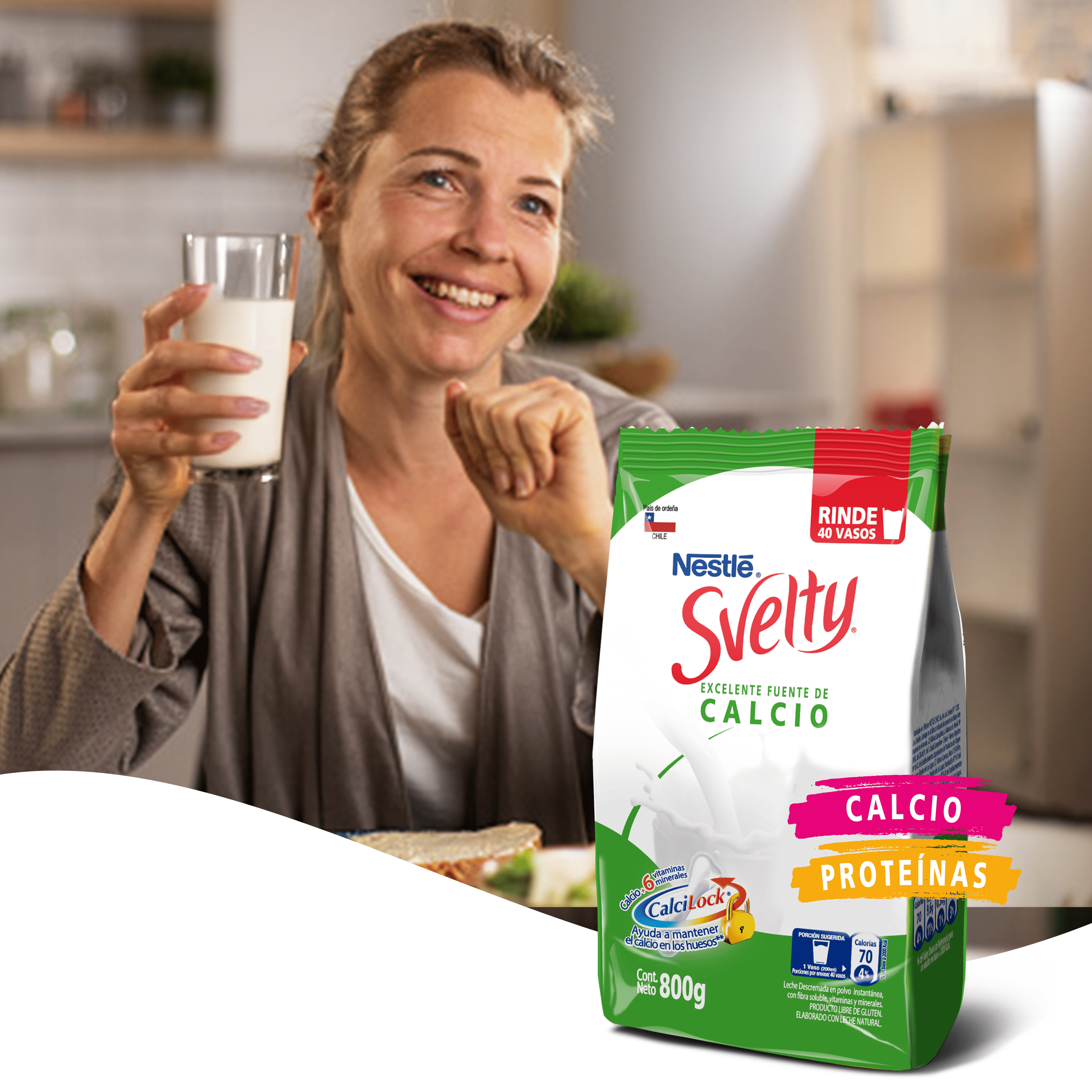 Leche en Polvo SVELTY® CalciLock Extra Calcio 800g 