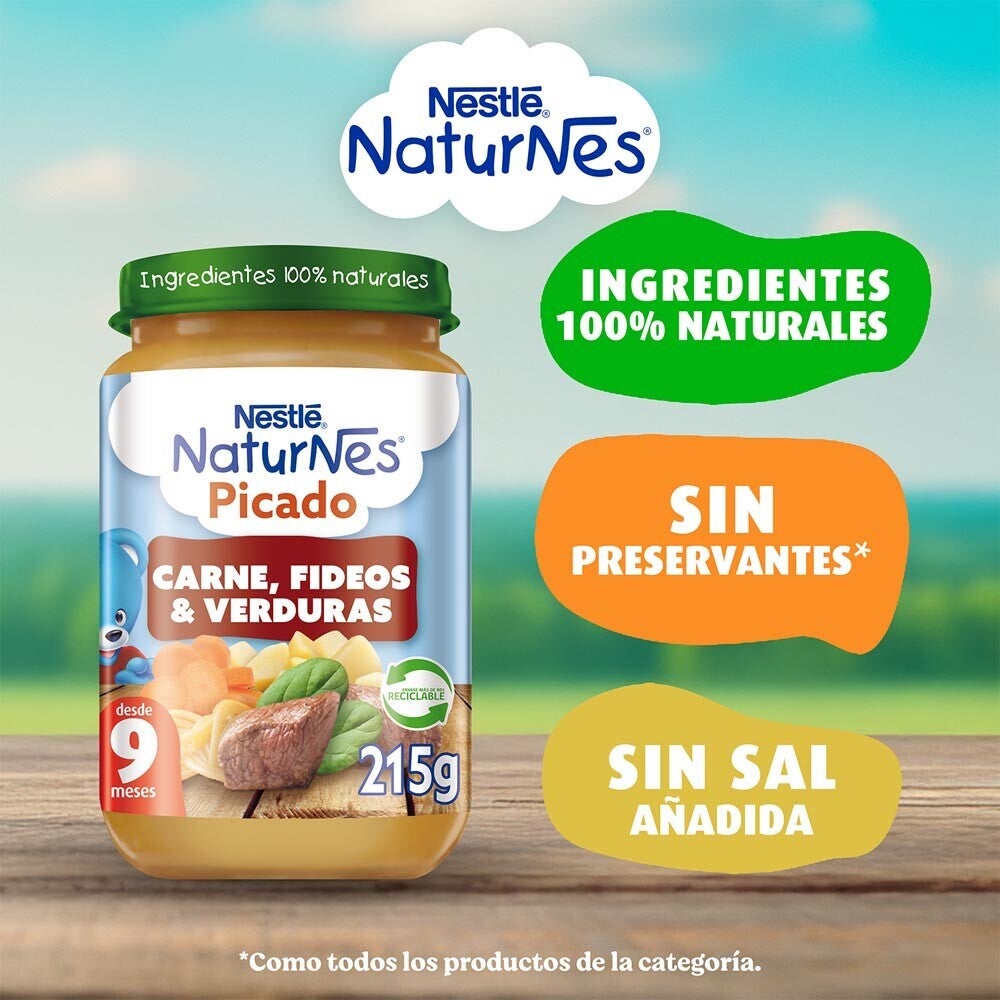 Picado Naturnes Carne, Fideos y Verduras 215g