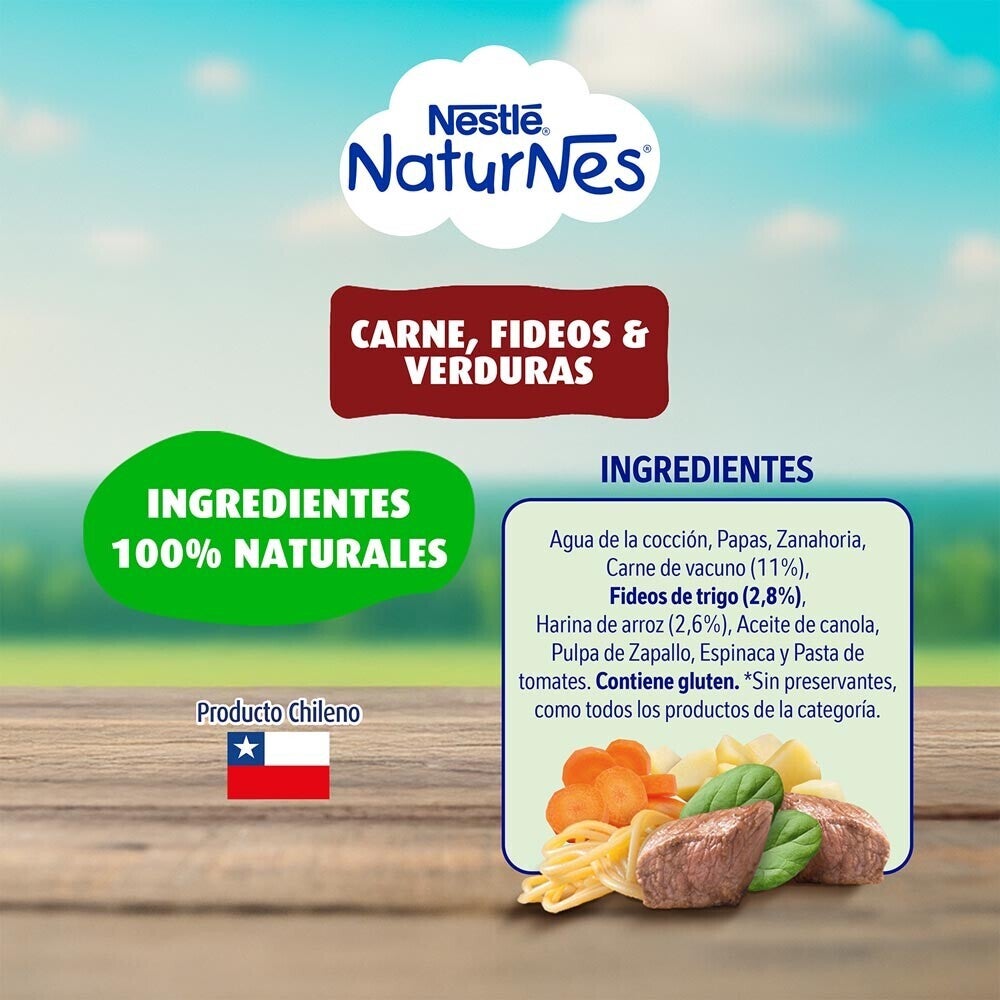 Picado Naturnes Carne, Fideos y Verduras 215g