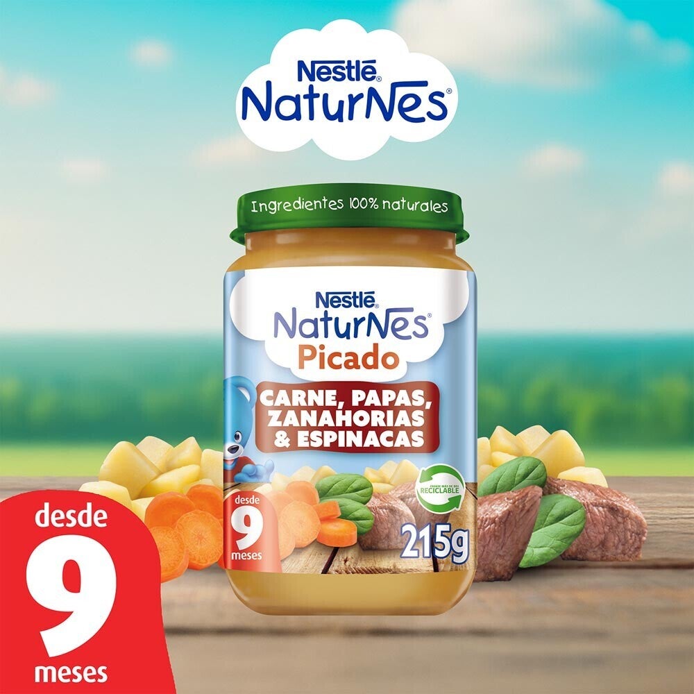 Picado Naturnes Carne, Papas, Zanahoria y Espinaca 215g