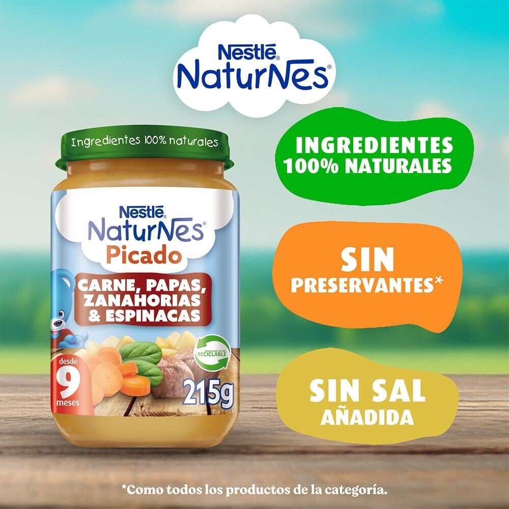 Picado Naturnes Carne, Papas, Zanahoria y Espinaca 215g