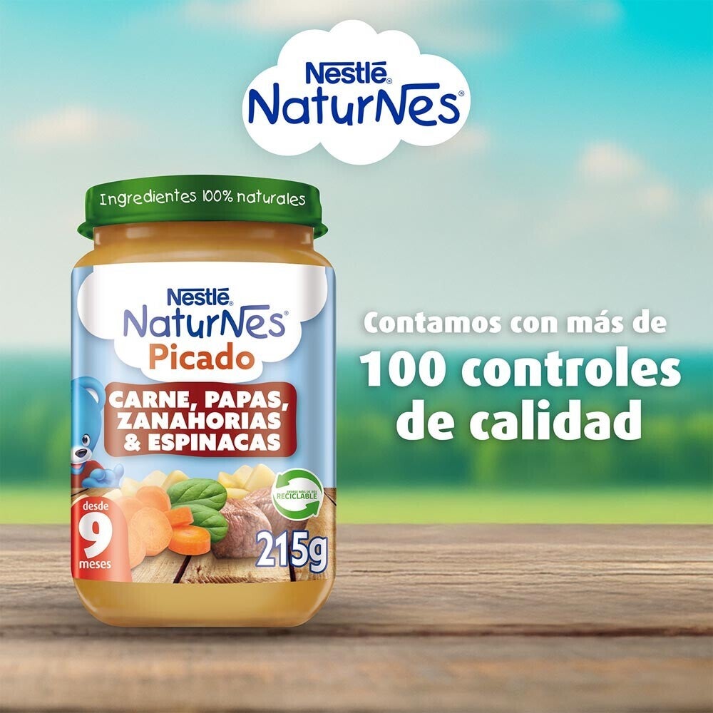 Picado Naturnes Carne, Papas, Zanahoria y Espinaca 215g