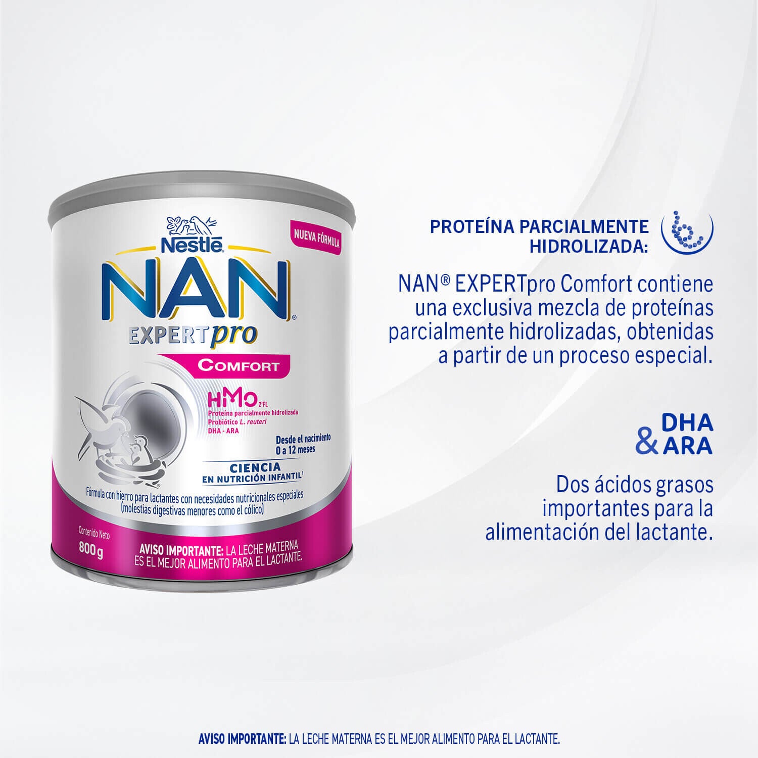 Fórmula Infantil NAN® Comfort Expertpro Etapas 1 y 2 800g