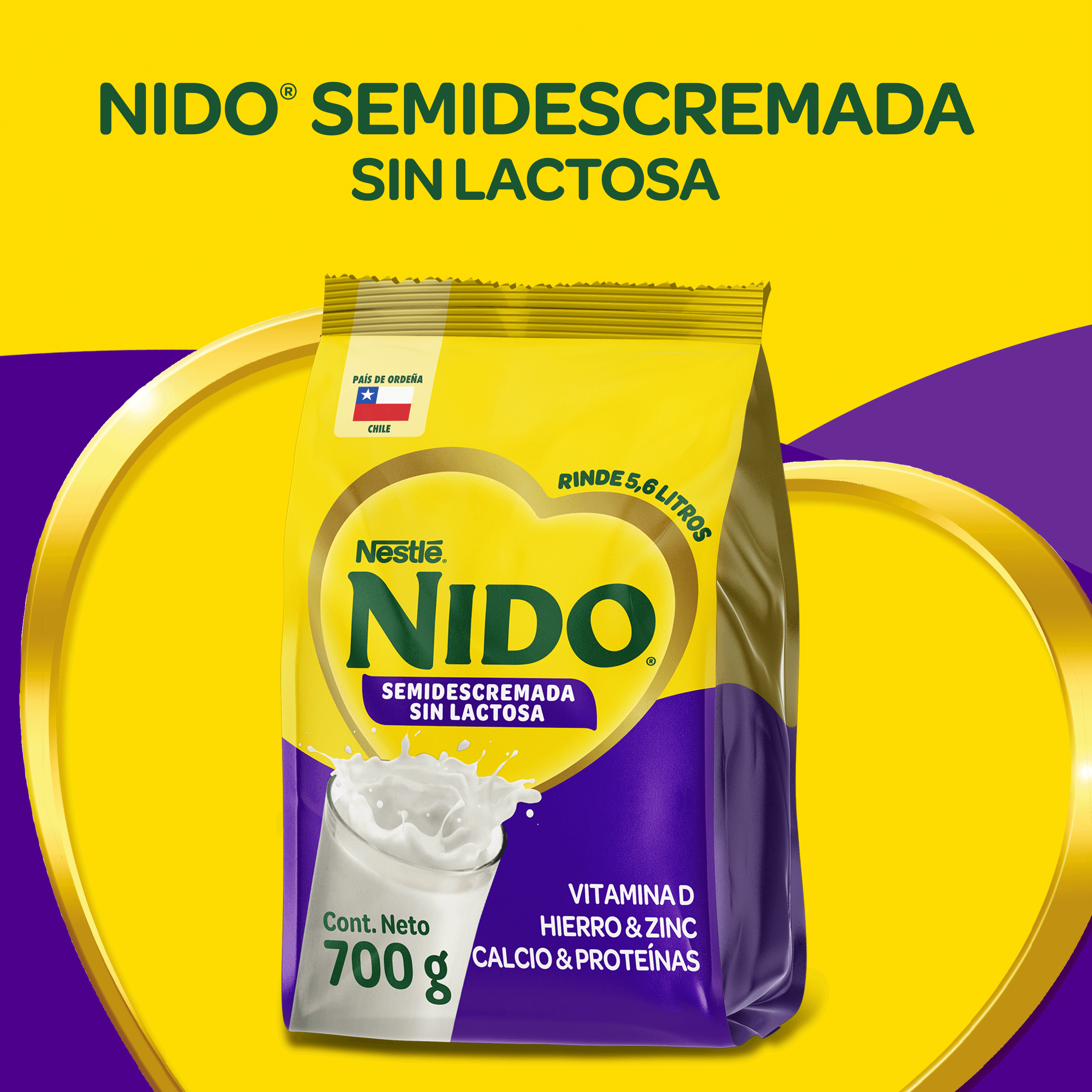 Leche en Polvo NIDO® Semidescremada Sin Lactosa 