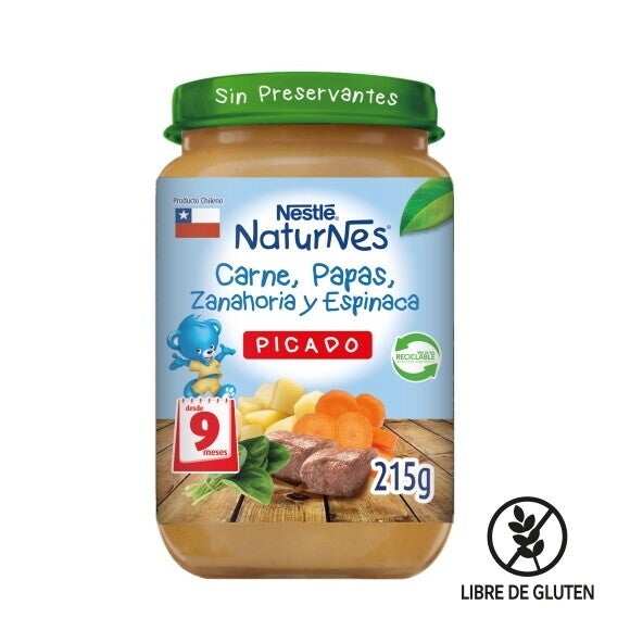 naturnes carne papas zanahoria y espinaca