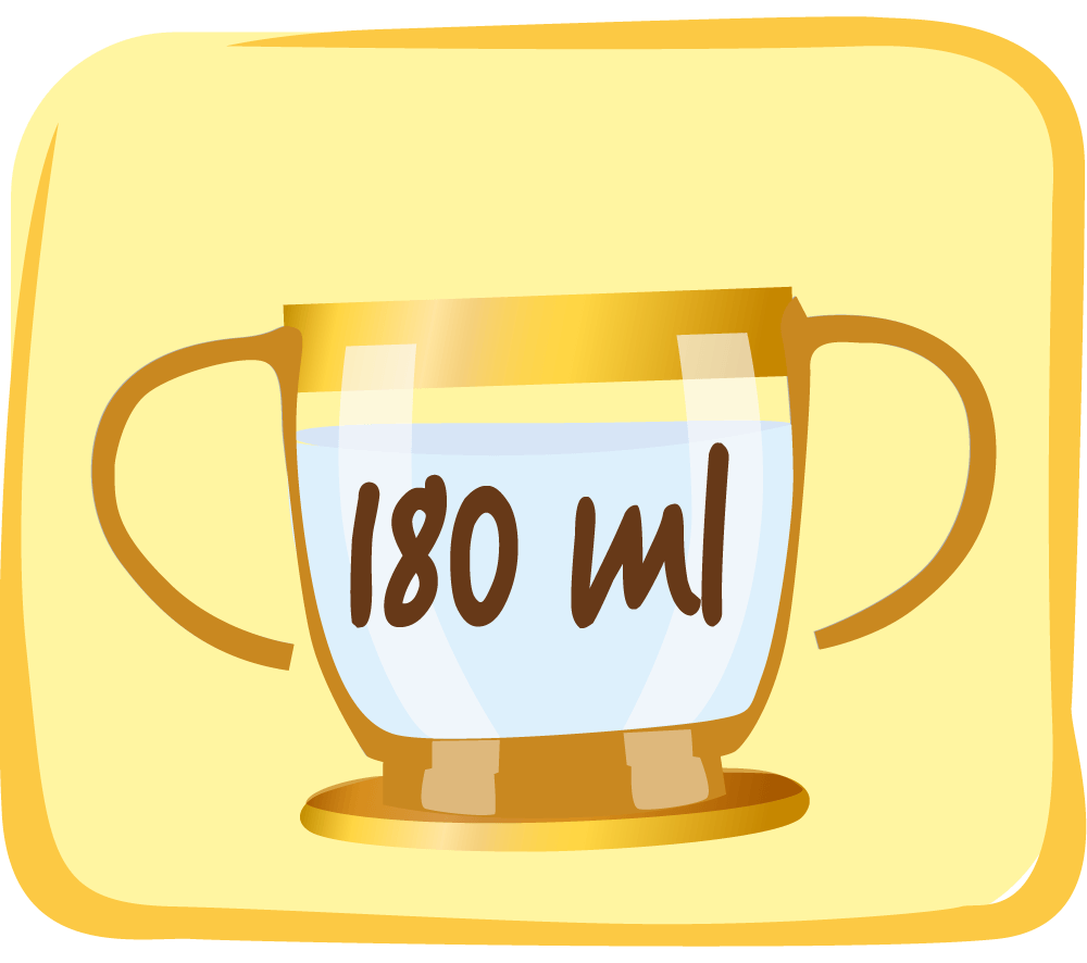 180 ml de agua tibia previamente hervida 