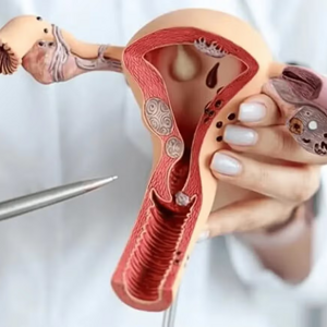 Maqueta ilustrativa de un útero con tapón mucoso