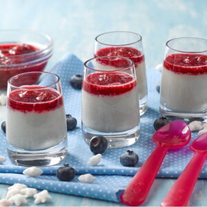 Pudding de Canela y Miel con Salsa de Frambuesa