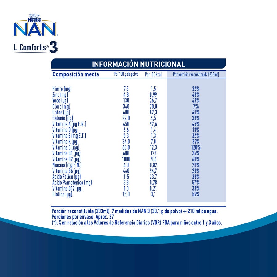Fórmula láctea NAN® 3 L COMFORTIS® 800g