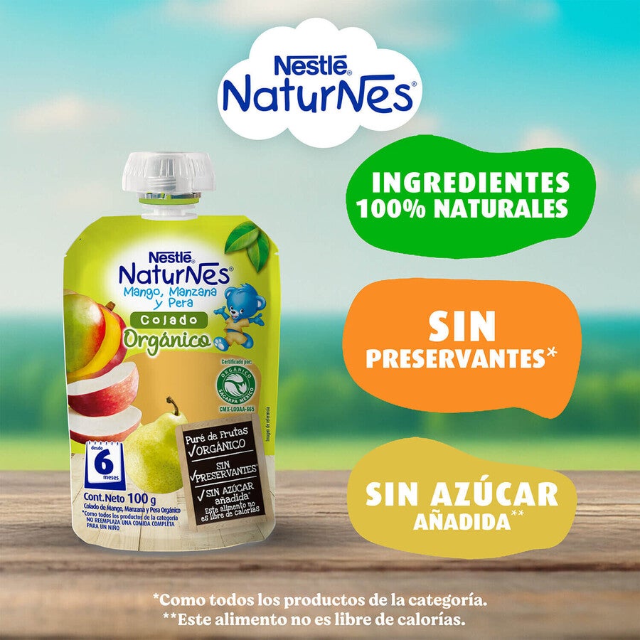 Colado Naturnes Orgánico Mango Manzana Pera 100g