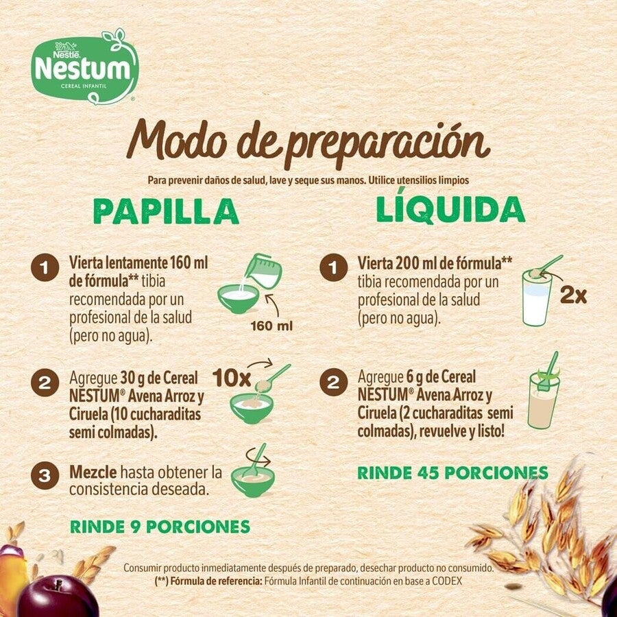 Cereal Infantil Nestum® Avena Arroz y Ciruela 270g