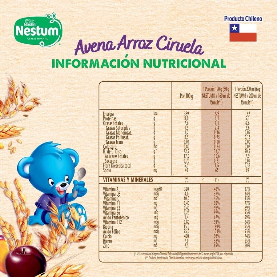 Cereal Infantil Nestum® Avena Arroz y Ciruela 270g