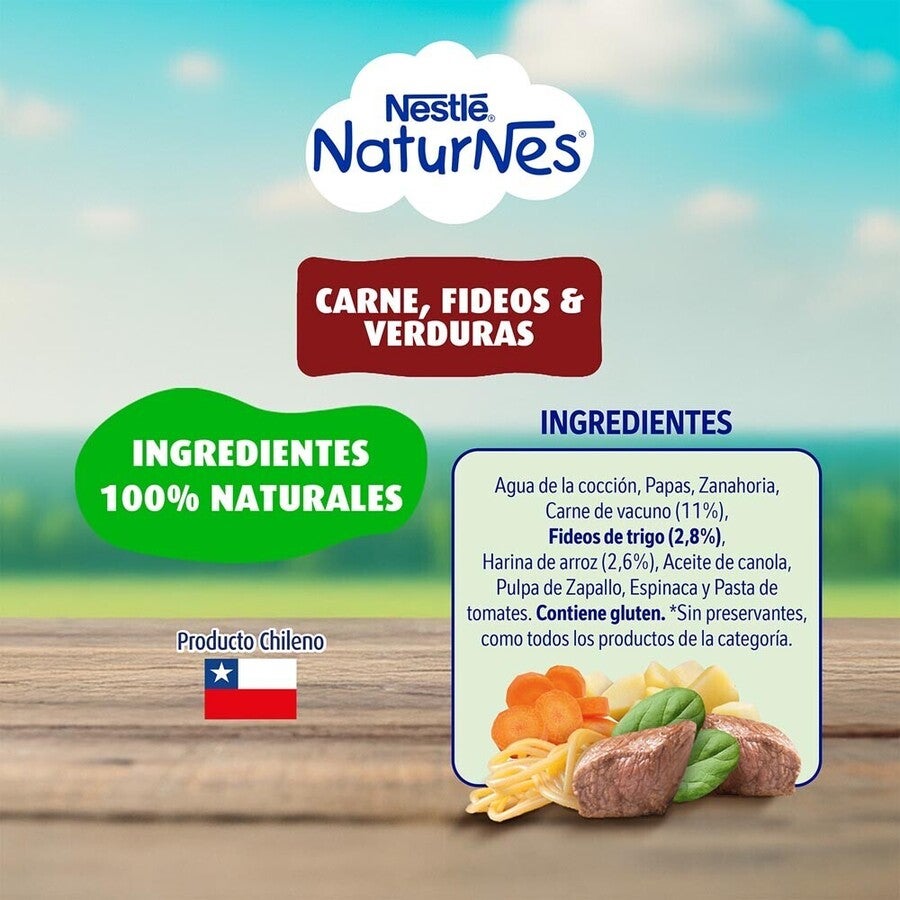 Picado Naturnes Carne, Fideos y Verduras 215g