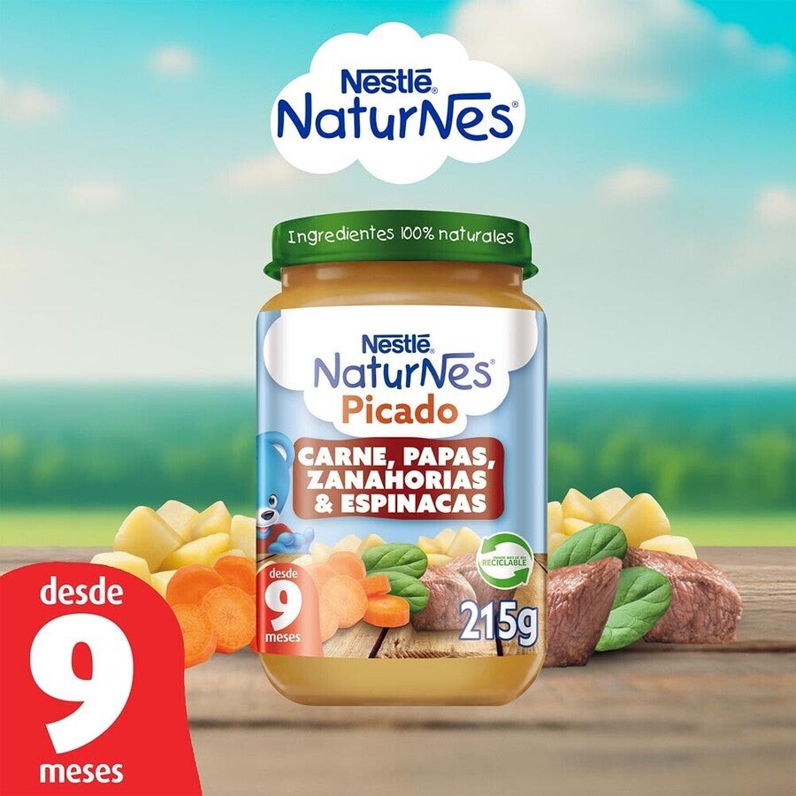 Picado Naturnes Carne, Papas, Zanahoria y Espinaca 215g