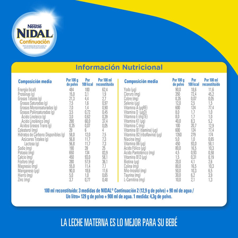 Fórmula Láctea NIDAL® 2 Continuación